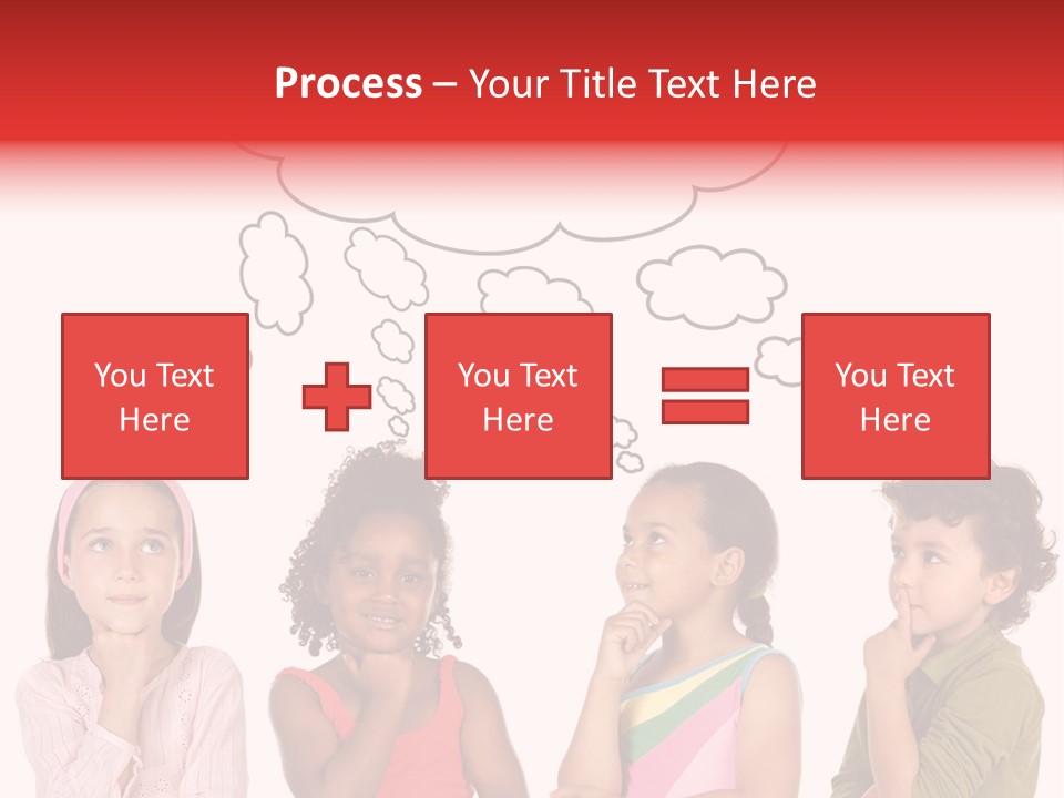 A Group Of Children With Thought Bubbles Above Them PowerPoint Template