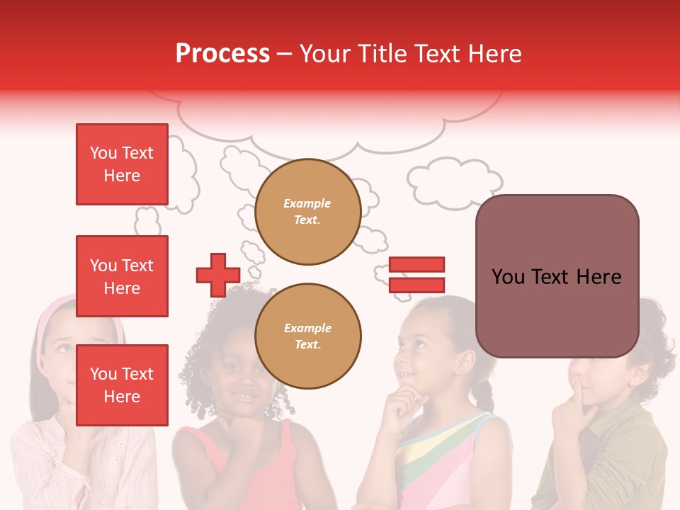 A Group Of Children With Thought Bubbles Above Them PowerPoint Template