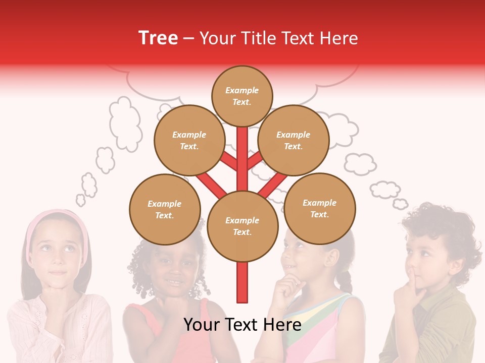 A Group Of Children With Thought Bubbles Above Them PowerPoint Template