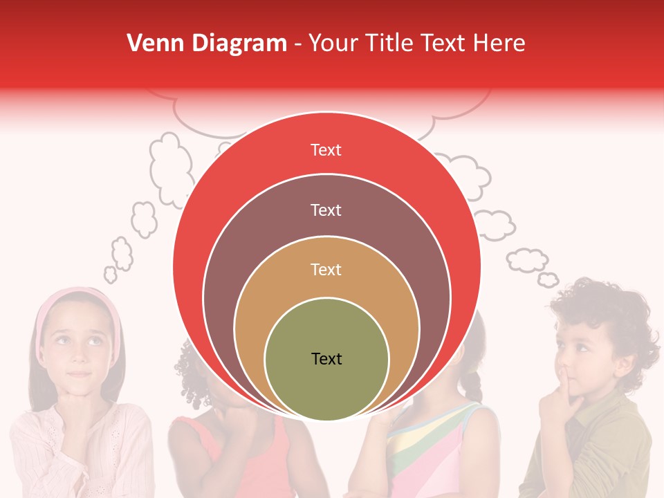 A Group Of Children With Thought Bubbles Above Them PowerPoint Template