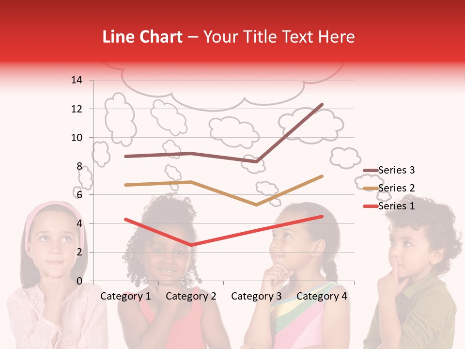 A Group Of Children With Thought Bubbles Above Them PowerPoint Template