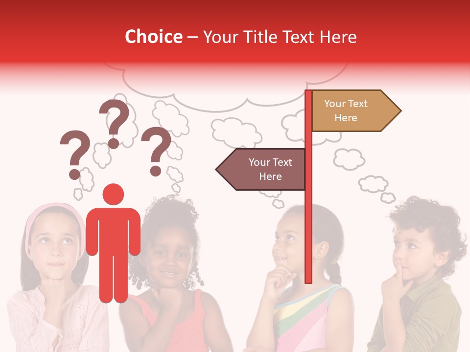 A Group Of Children With Thought Bubbles Above Them PowerPoint Template