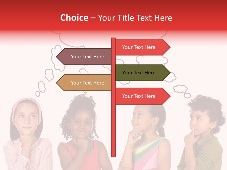 A Group Of Children With Thought Bubbles Above Them PowerPoint Template