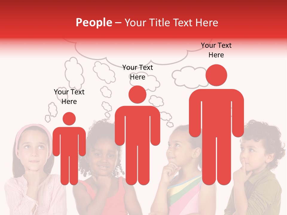 A Group Of Children With Thought Bubbles Above Them PowerPoint Template