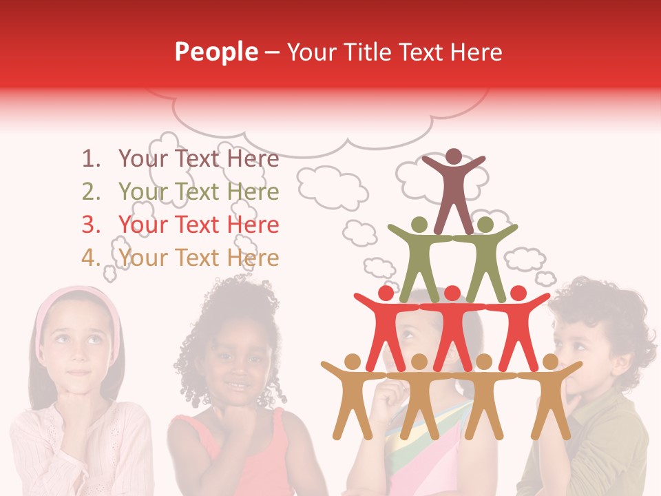A Group Of Children With Thought Bubbles Above Them PowerPoint Template