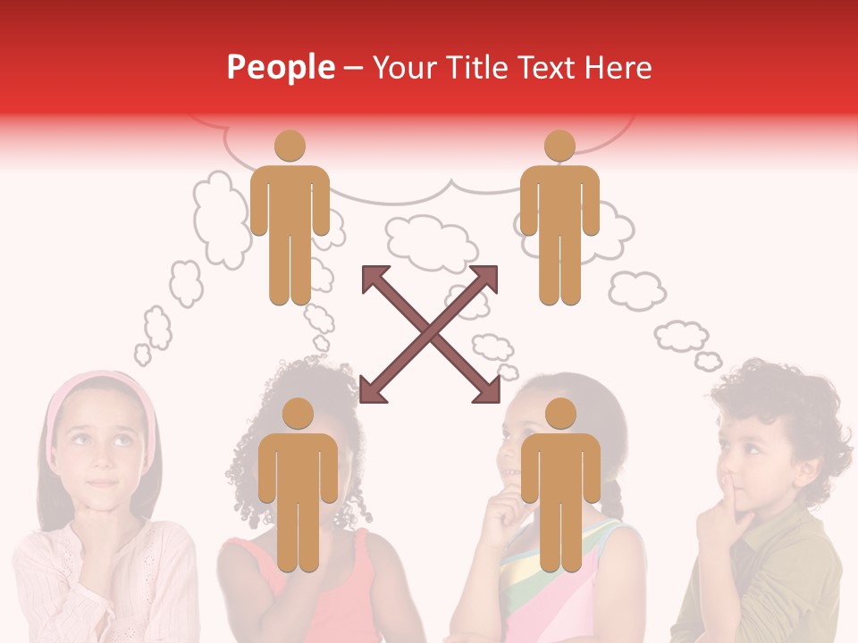 A Group Of Children With Thought Bubbles Above Them PowerPoint Template