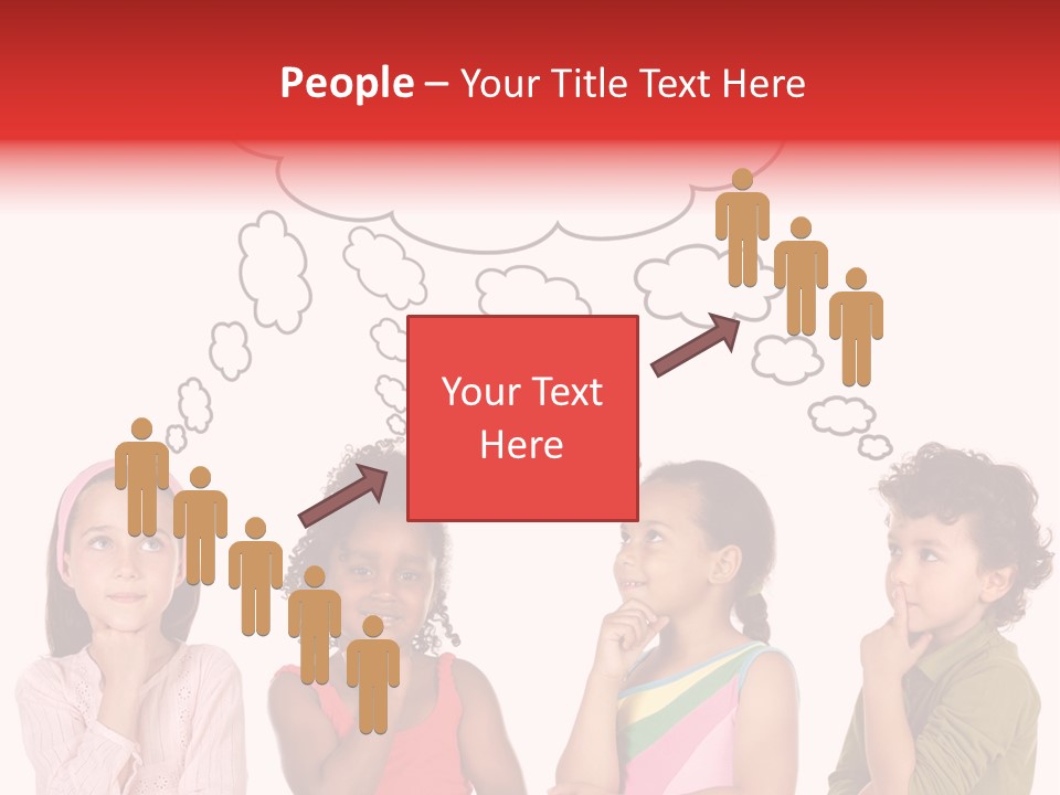 A Group Of Children With Thought Bubbles Above Them PowerPoint Template