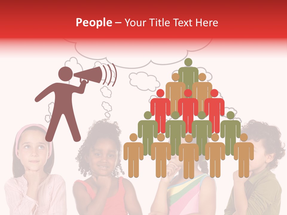 A Group Of Children With Thought Bubbles Above Them PowerPoint Template