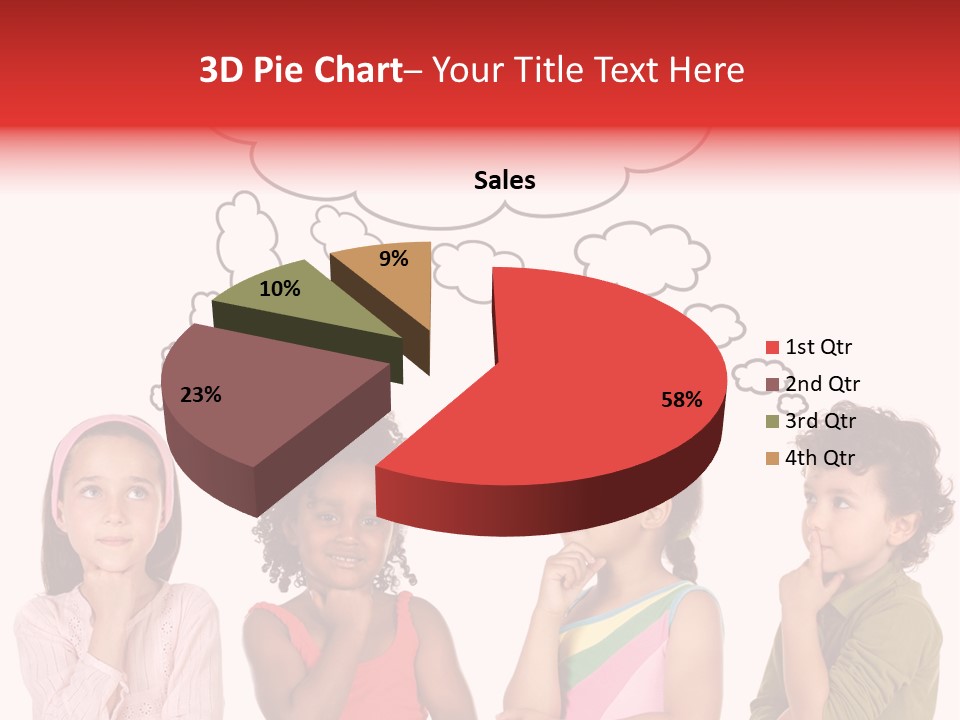 A Group Of Children With Thought Bubbles Above Them PowerPoint Template
