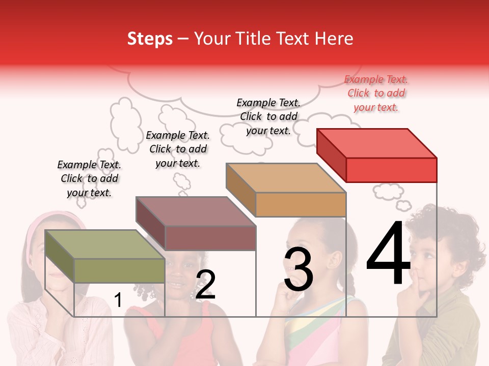 A Group Of Children With Thought Bubbles Above Them PowerPoint Template