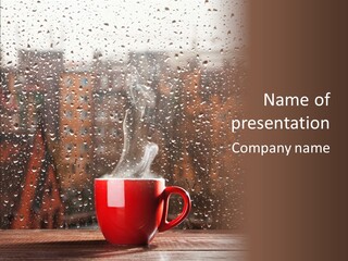 Hot Teacup Window PowerPoint Template