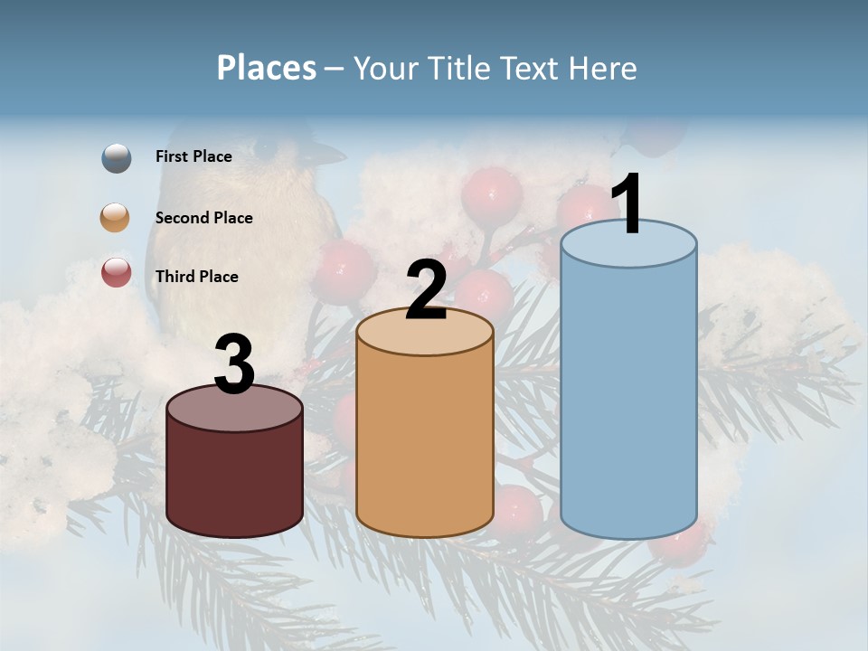 Winter Songbird Titmouse Red Winter Berries PowerPoint Template