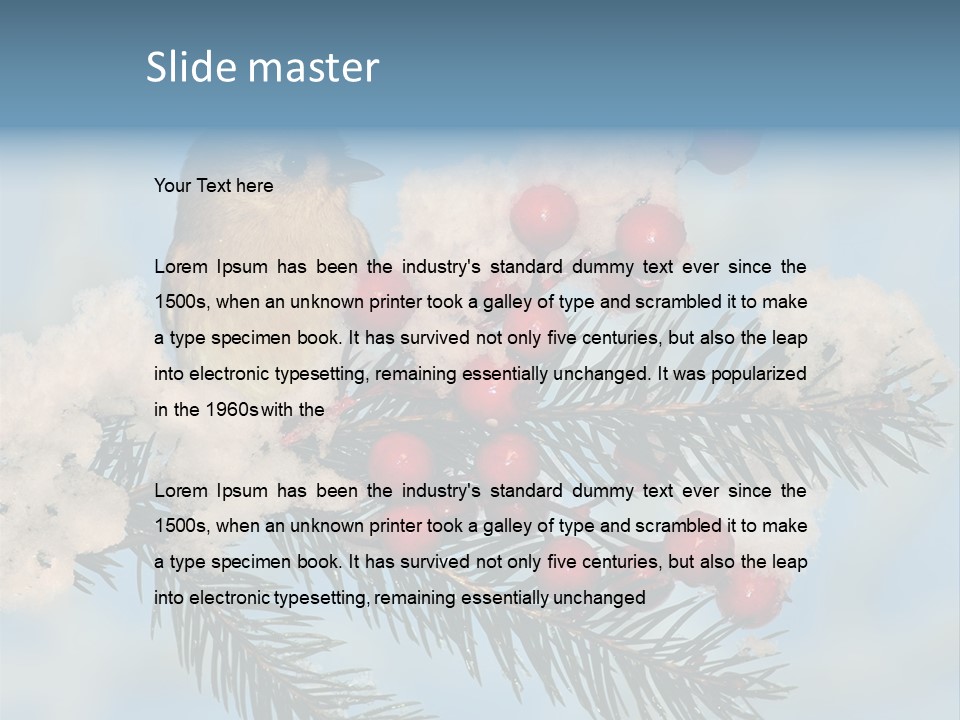 Winter Songbird Titmouse Red Winter Berries PowerPoint Template