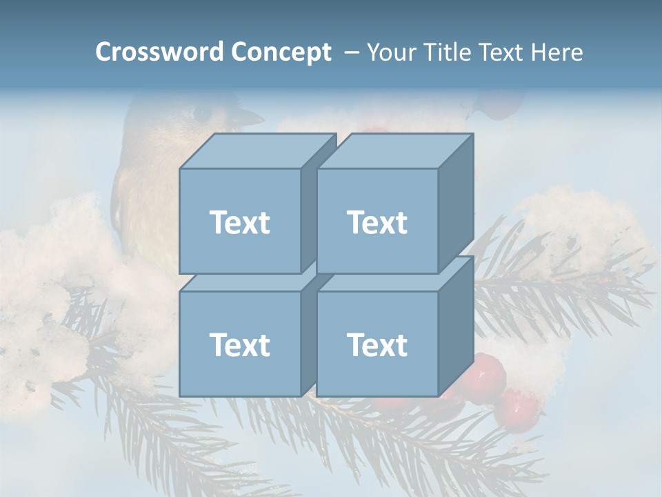 Winter Songbird Titmouse Red Winter Berries PowerPoint Template