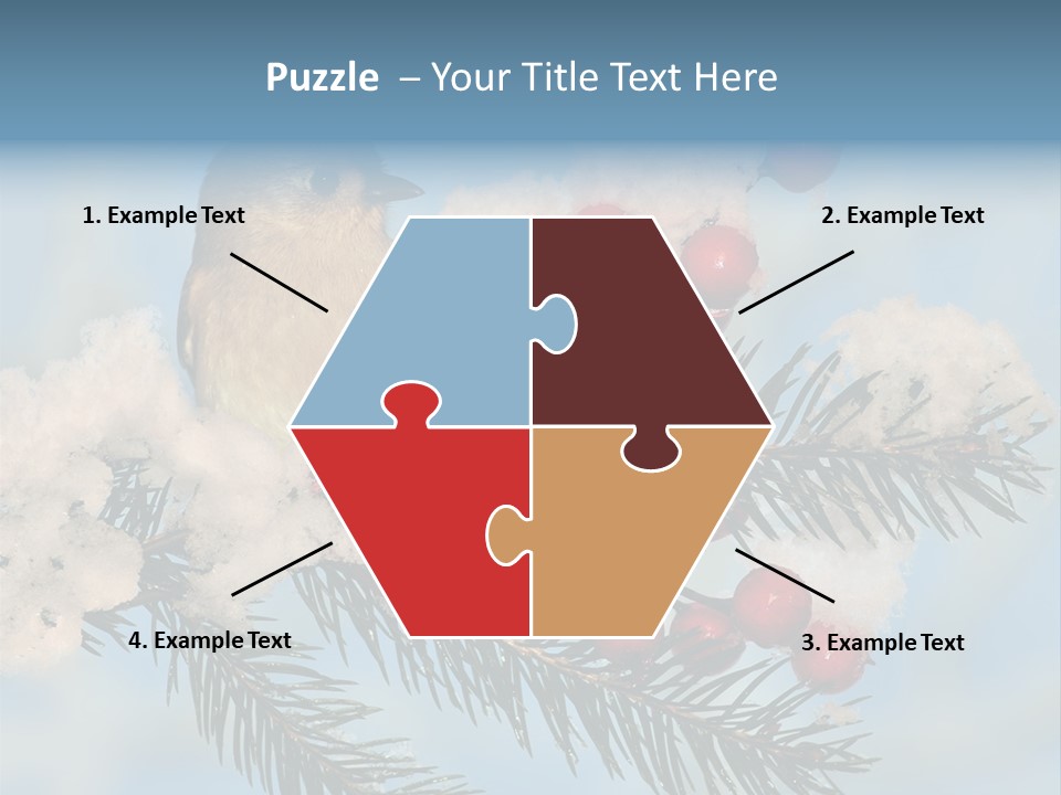 Winter Songbird Titmouse Red Winter Berries PowerPoint Template