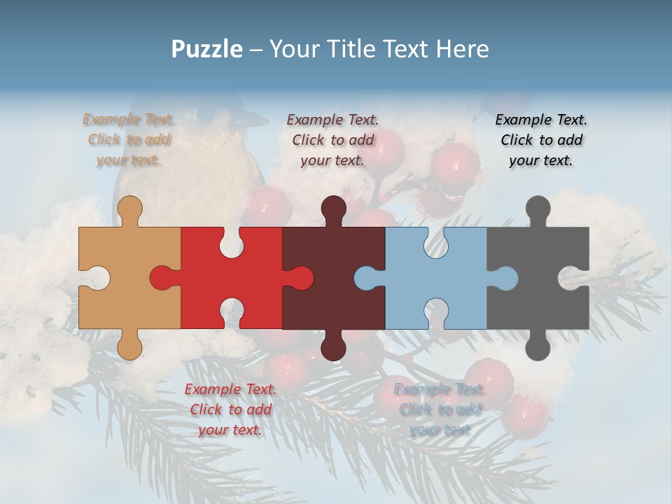 Winter Songbird Titmouse Red Winter Berries PowerPoint Template