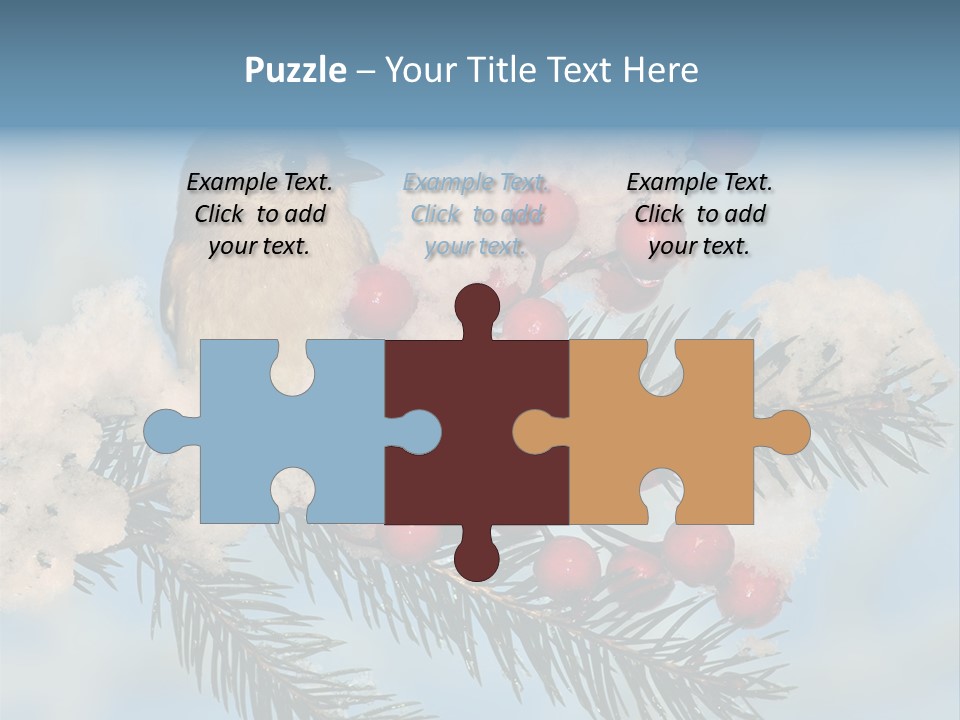 Winter Songbird Titmouse Red Winter Berries PowerPoint Template