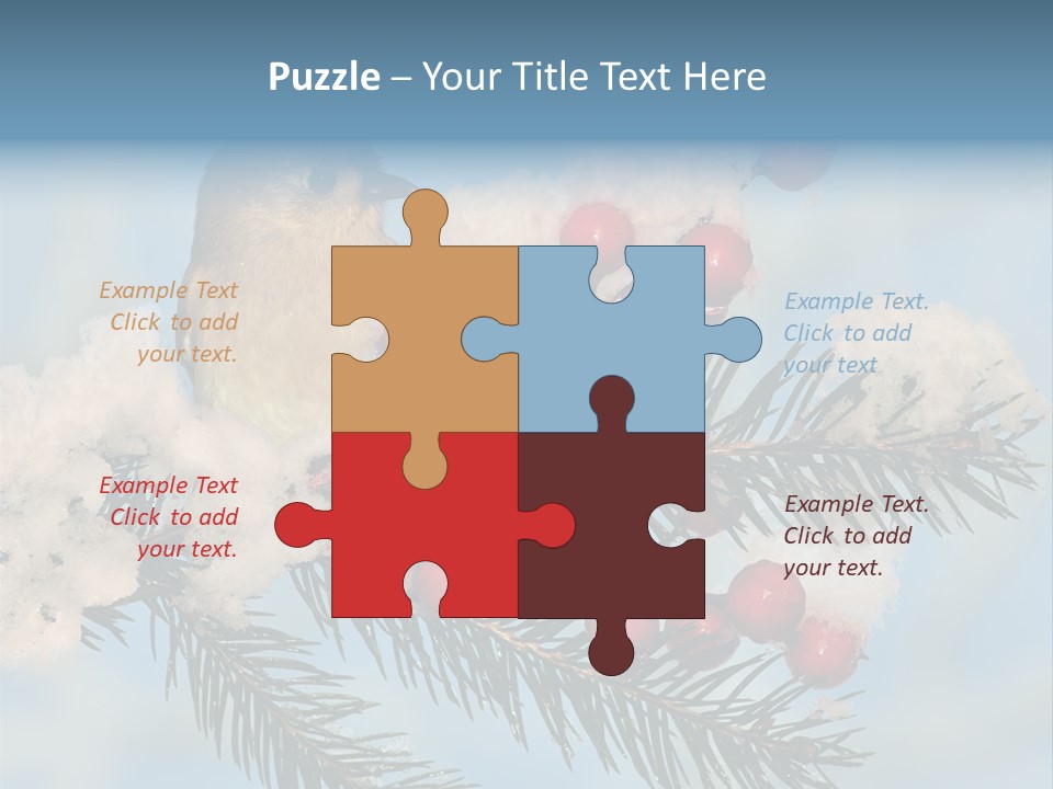 Winter Songbird Titmouse Red Winter Berries PowerPoint Template