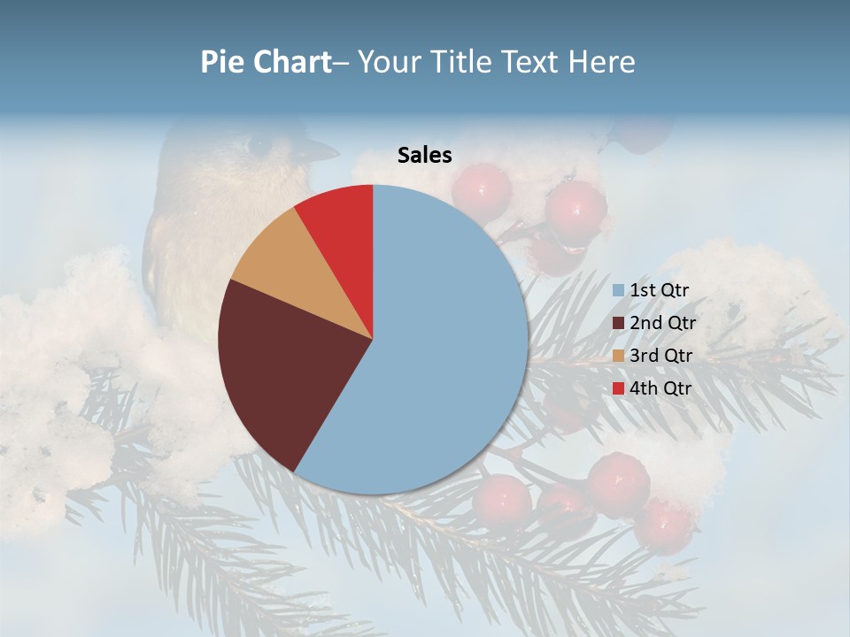 Winter Songbird Titmouse Red Winter Berries PowerPoint Template