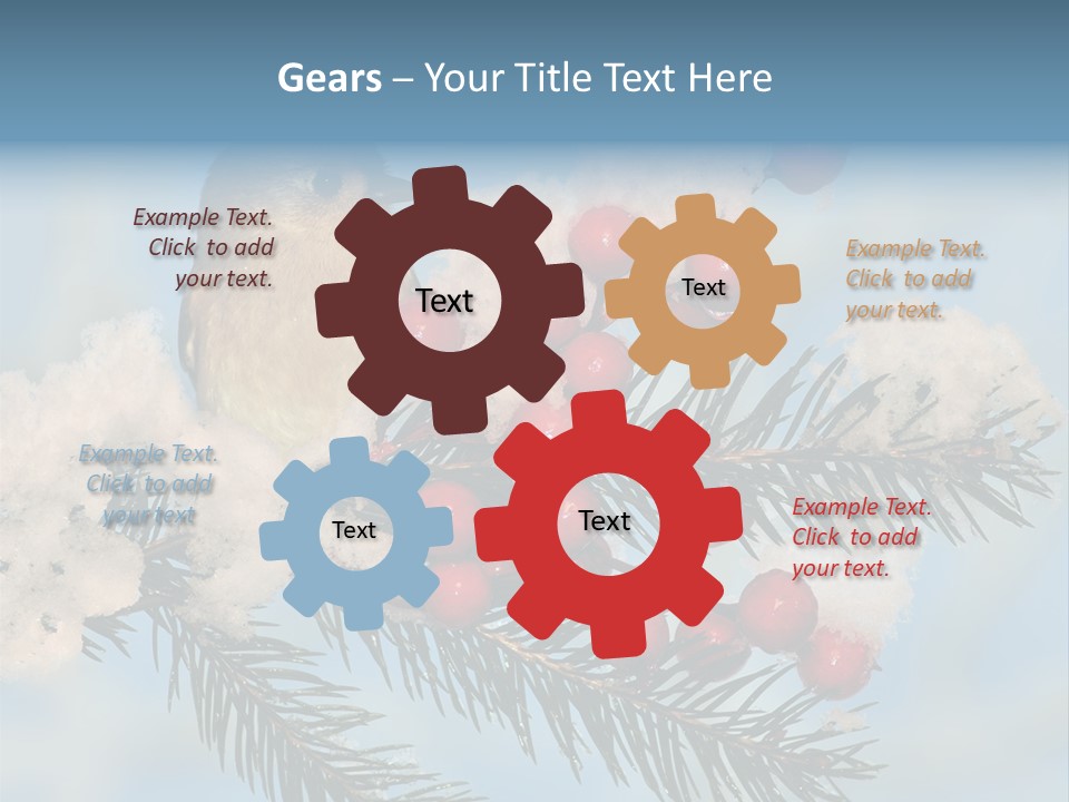 Winter Songbird Titmouse Red Winter Berries PowerPoint Template