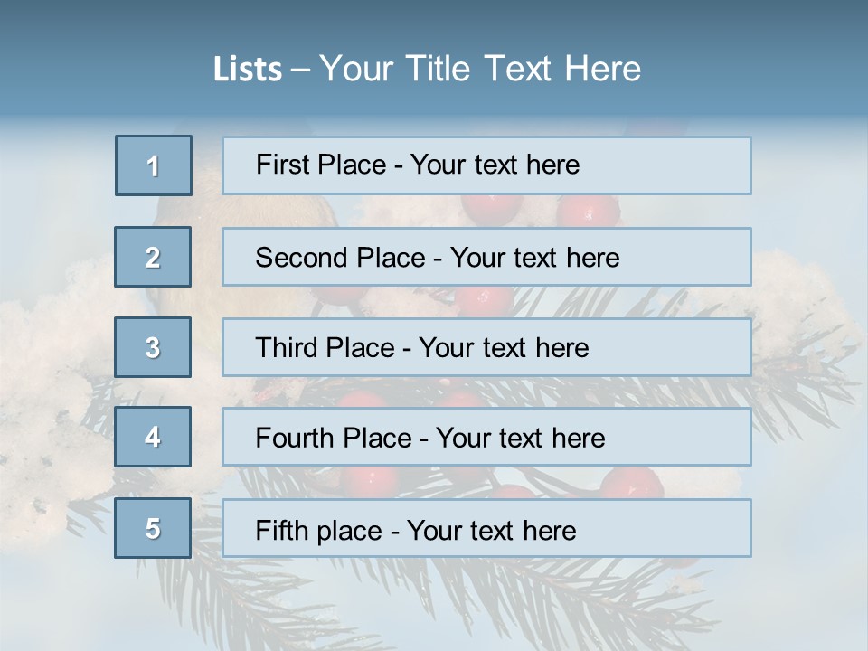 Winter Songbird Titmouse Red Winter Berries PowerPoint Template