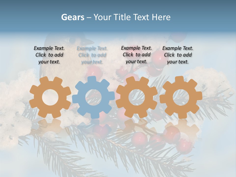 Winter Songbird Titmouse Red Winter Berries PowerPoint Template