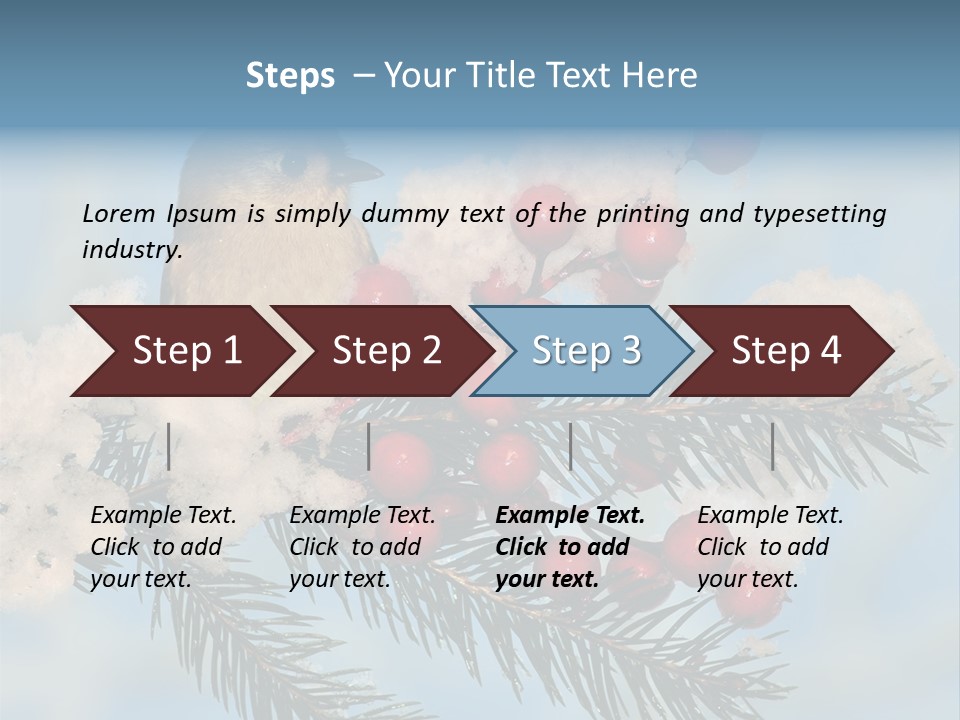 Winter Songbird Titmouse Red Winter Berries PowerPoint Template