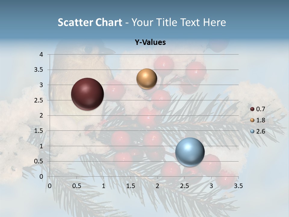 Winter Songbird Titmouse Red Winter Berries PowerPoint Template