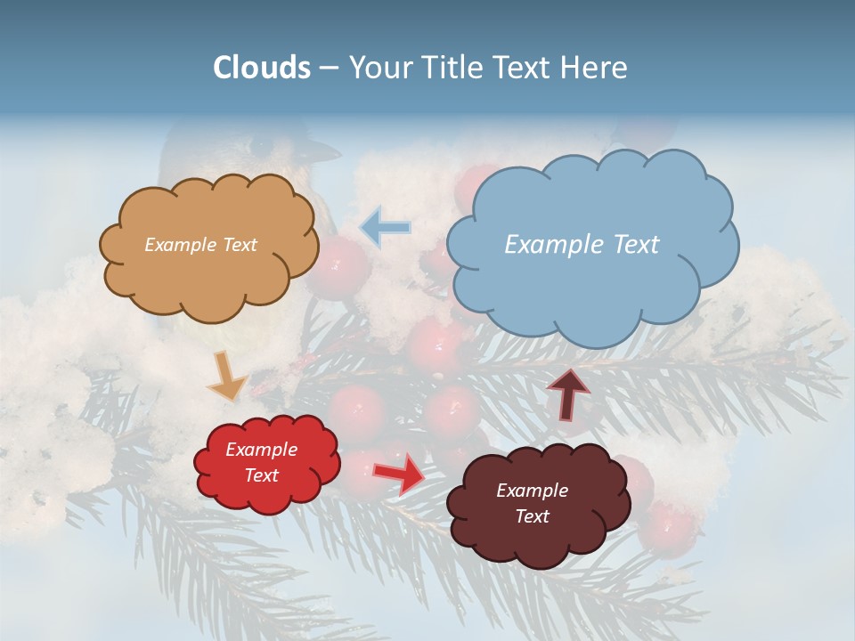 Winter Songbird Titmouse Red Winter Berries PowerPoint Template