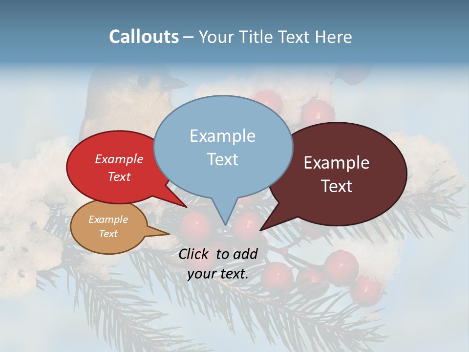 Winter Songbird Titmouse Red Winter Berries PowerPoint Template