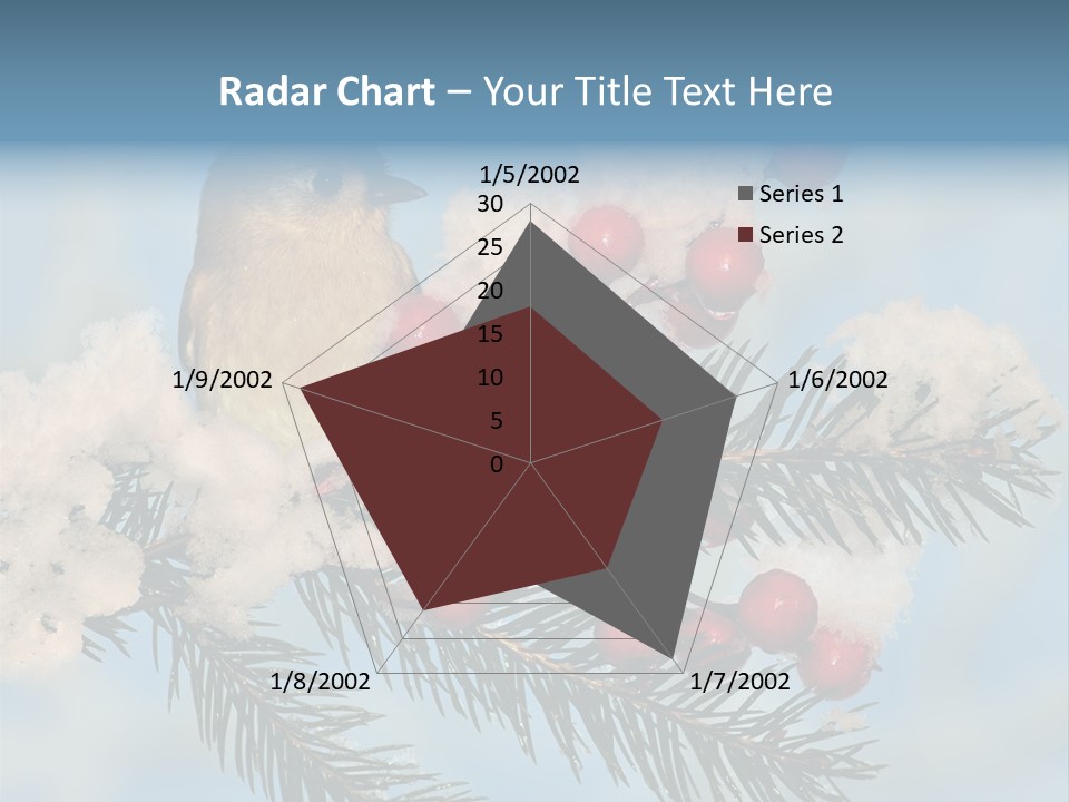 Winter Songbird Titmouse Red Winter Berries PowerPoint Template