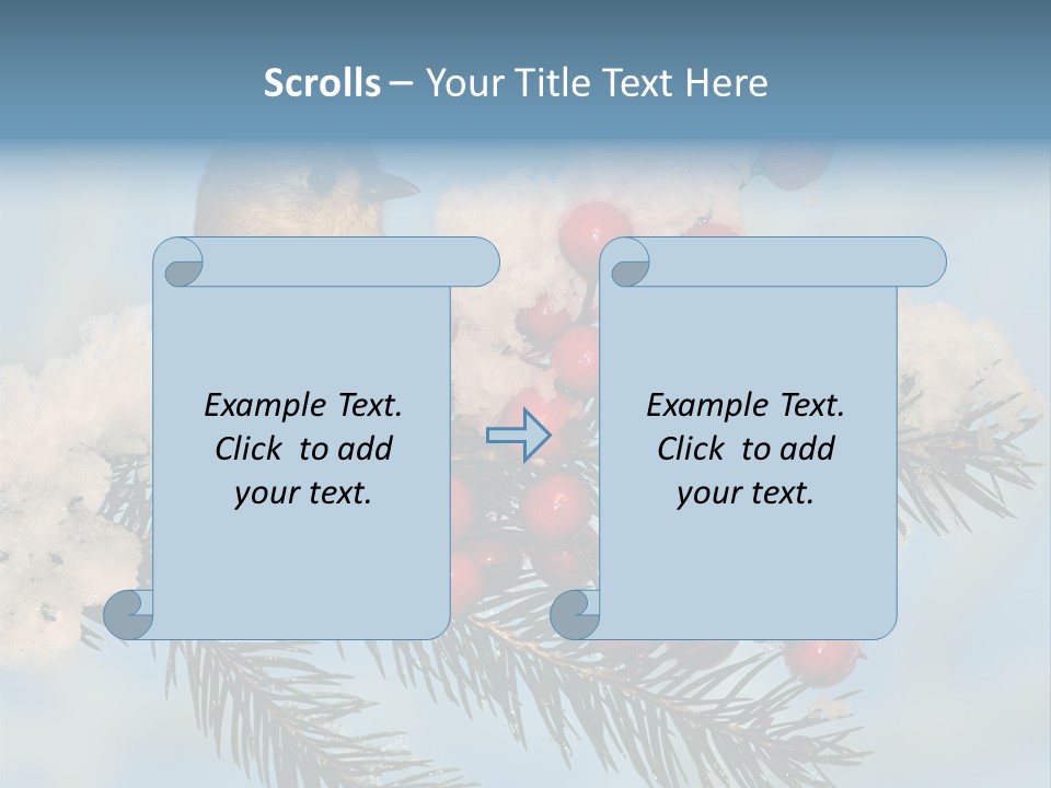 Winter Songbird Titmouse Red Winter Berries PowerPoint Template