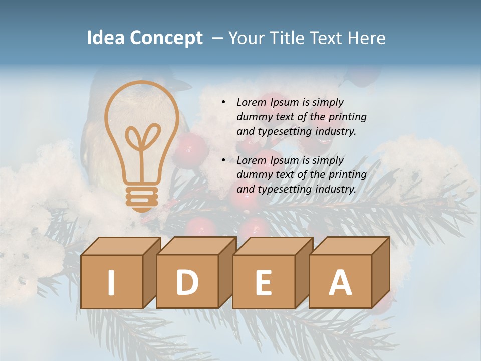 Winter Songbird Titmouse Red Winter Berries PowerPoint Template