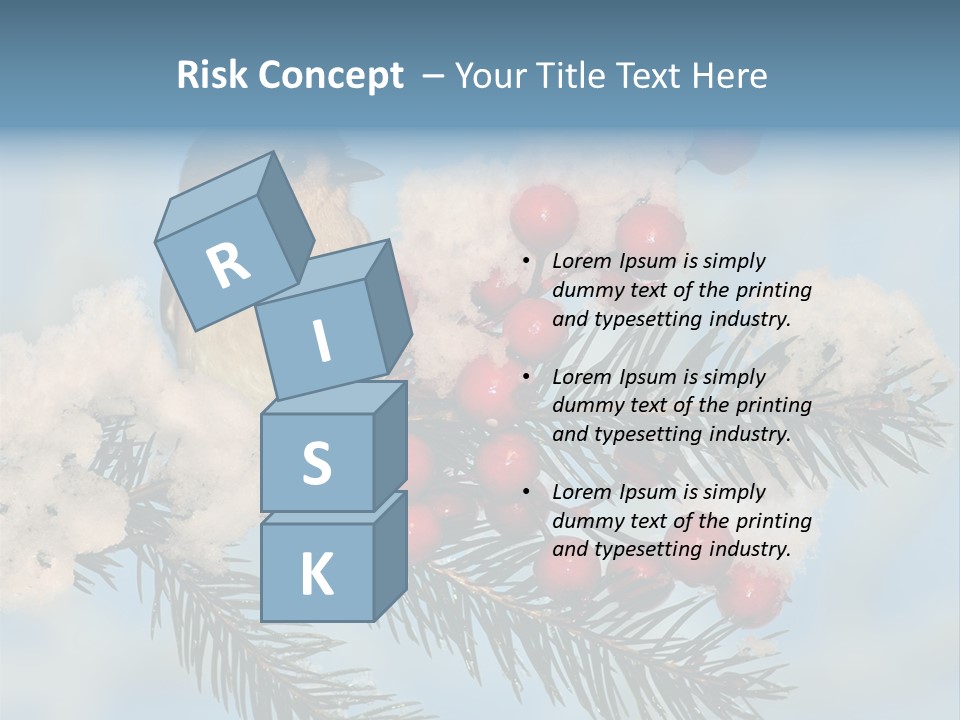 Winter Songbird Titmouse Red Winter Berries PowerPoint Template