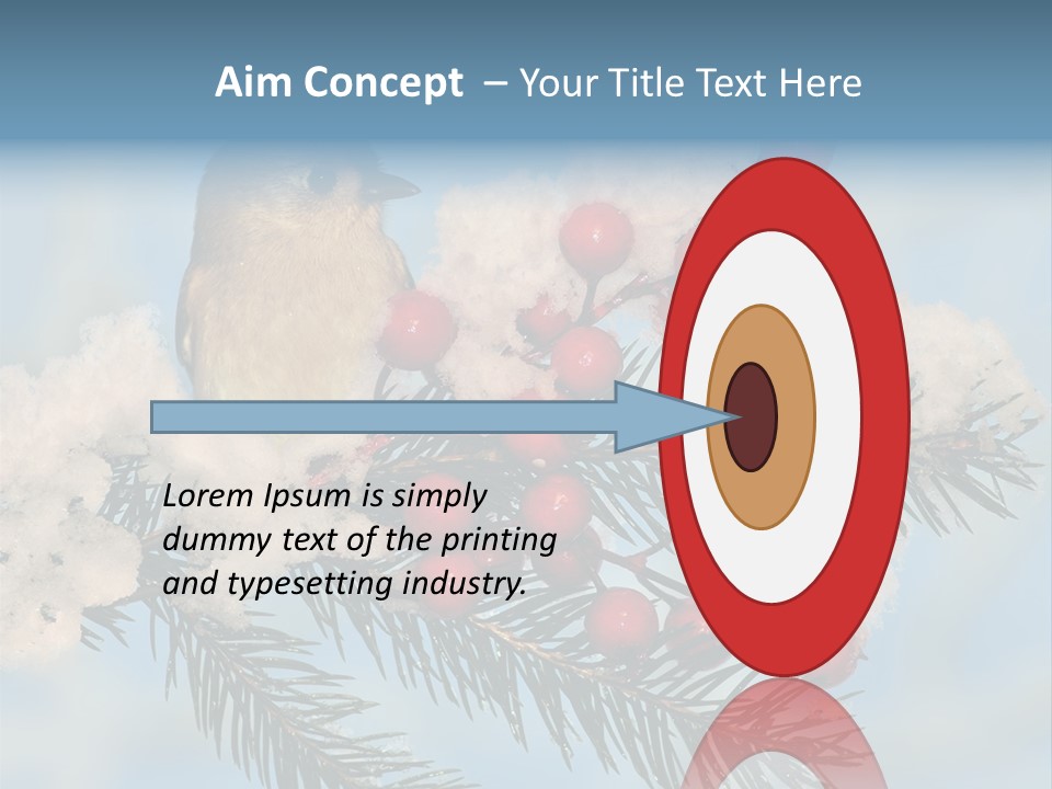 Winter Songbird Titmouse Red Winter Berries PowerPoint Template