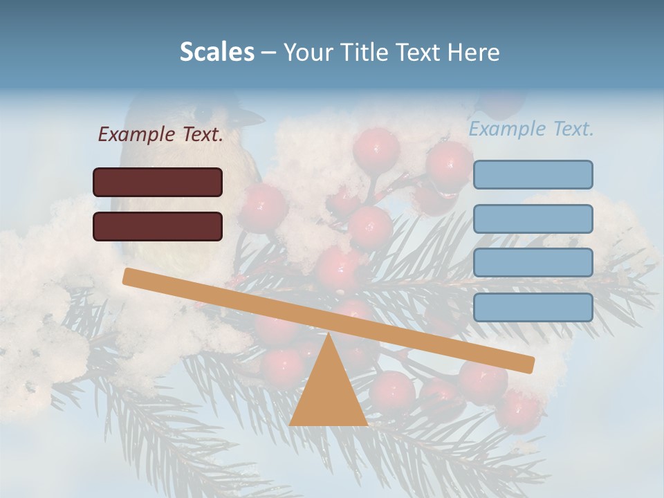 Winter Songbird Titmouse Red Winter Berries PowerPoint Template