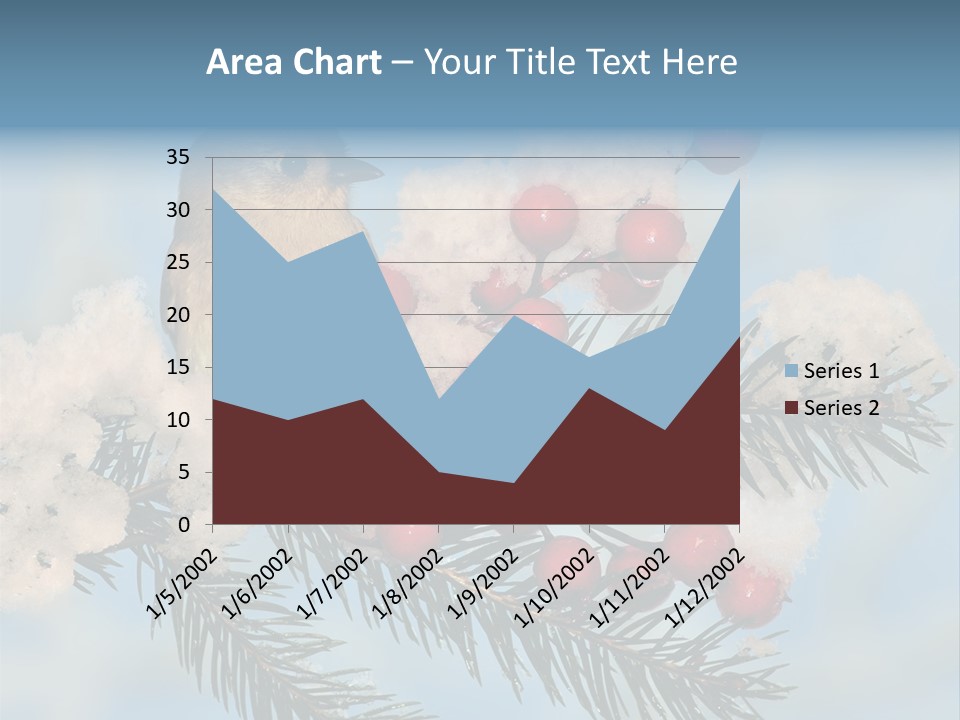 Winter Songbird Titmouse Red Winter Berries PowerPoint Template
