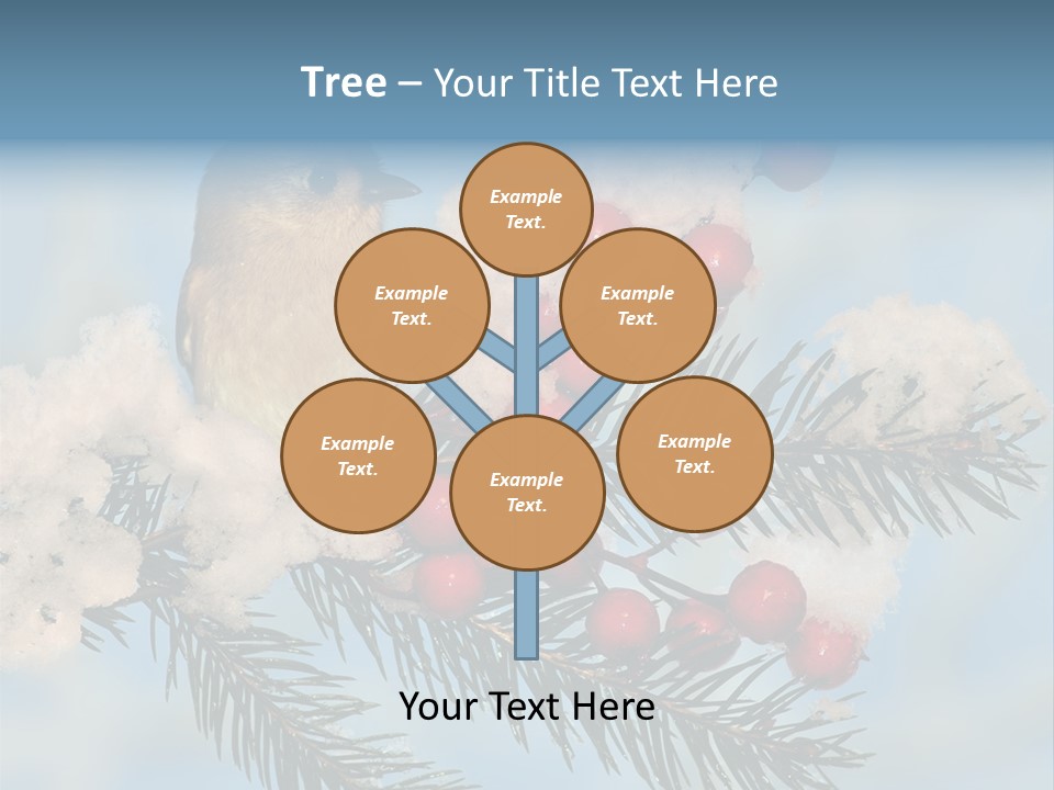 Winter Songbird Titmouse Red Winter Berries PowerPoint Template