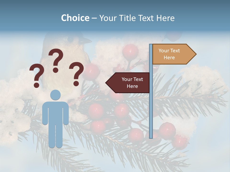 Winter Songbird Titmouse Red Winter Berries PowerPoint Template
