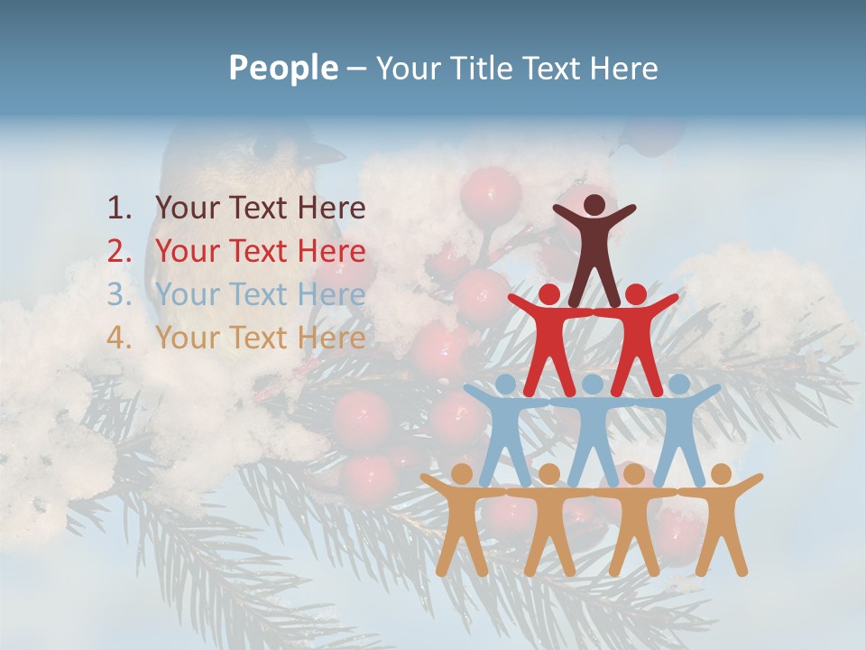 Winter Songbird Titmouse Red Winter Berries PowerPoint Template