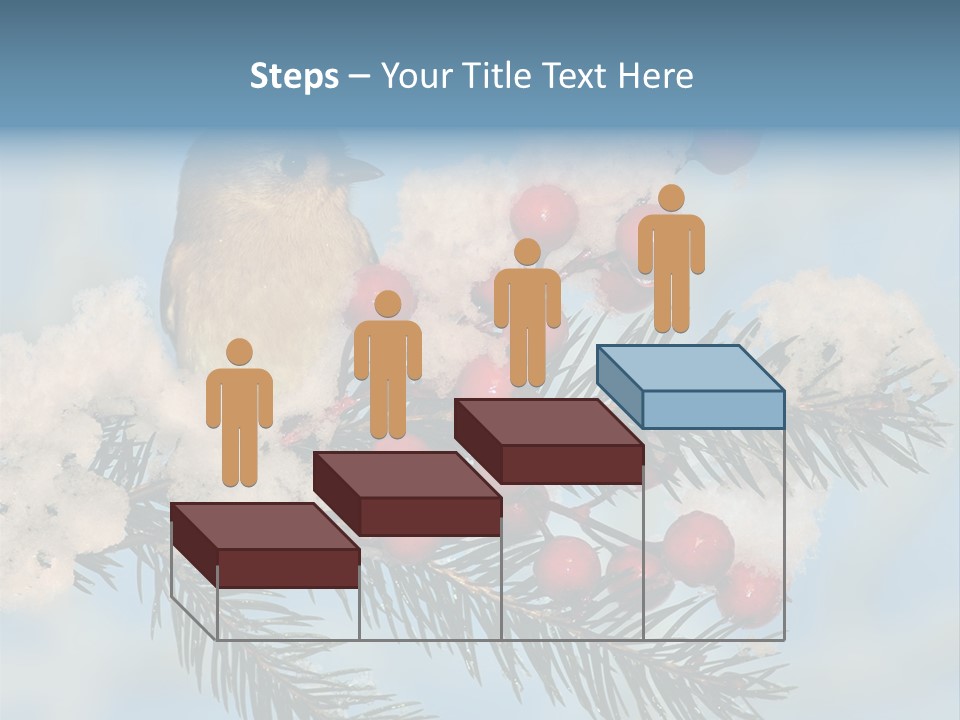 Winter Songbird Titmouse Red Winter Berries PowerPoint Template
