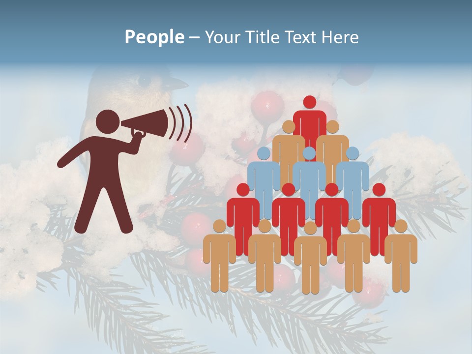 Winter Songbird Titmouse Red Winter Berries PowerPoint Template