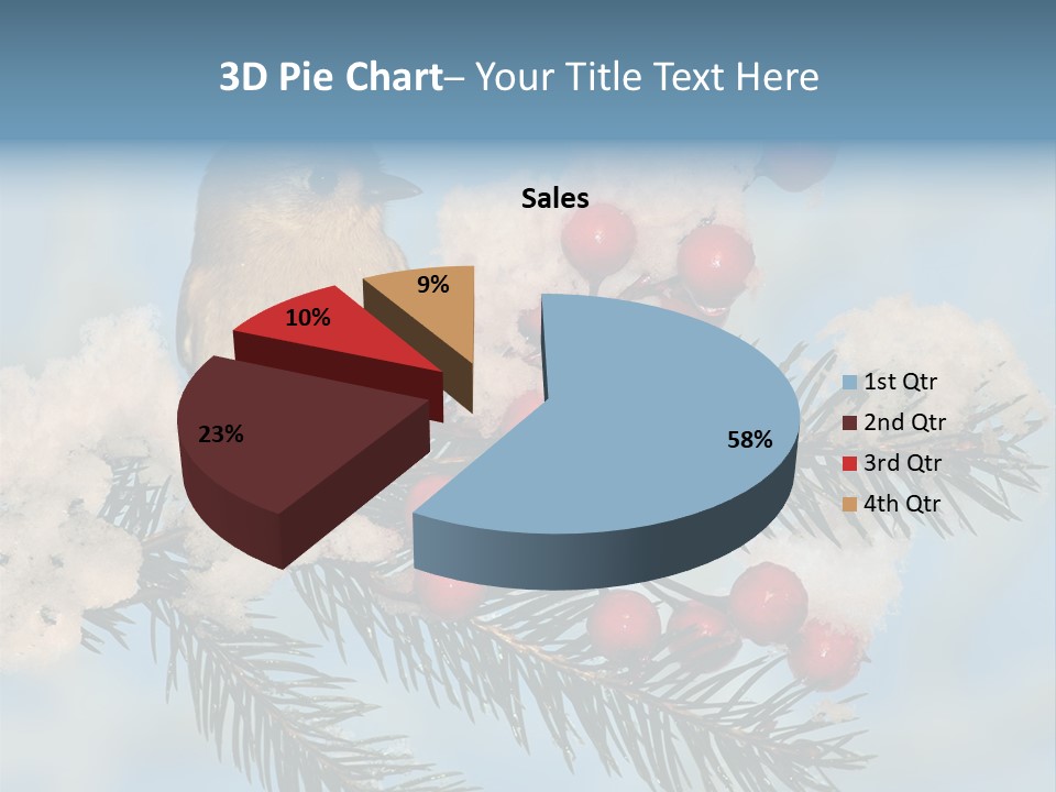Winter Songbird Titmouse Red Winter Berries PowerPoint Template
