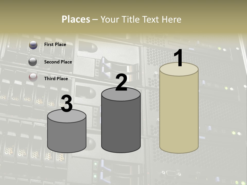 A Row Of Servers With The Words Name Of Presentation On Them PowerPoint Template