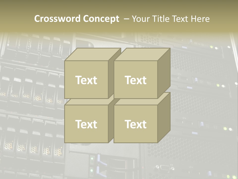A Row Of Servers With The Words Name Of Presentation On Them PowerPoint Template