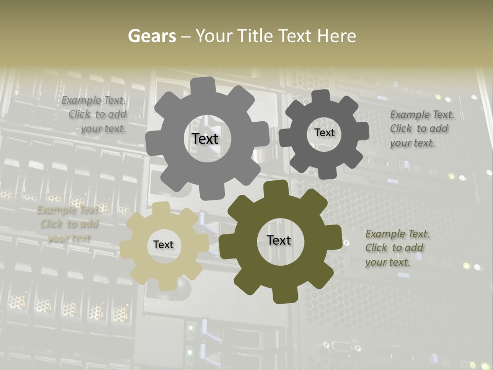 A Row Of Servers With The Words Name Of Presentation On Them PowerPoint Template