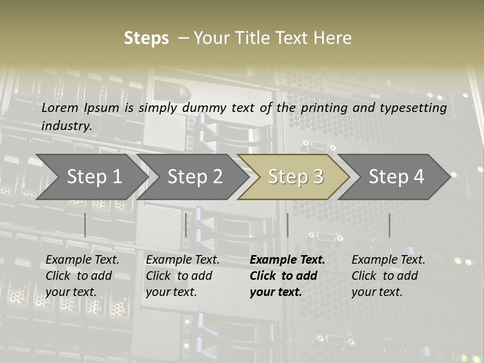A Row Of Servers With The Words Name Of Presentation On Them PowerPoint Template