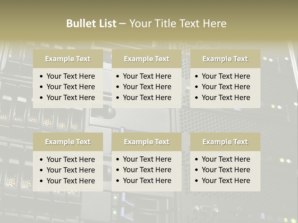 A Row Of Servers With The Words Name Of Presentation On Them PowerPoint Template
