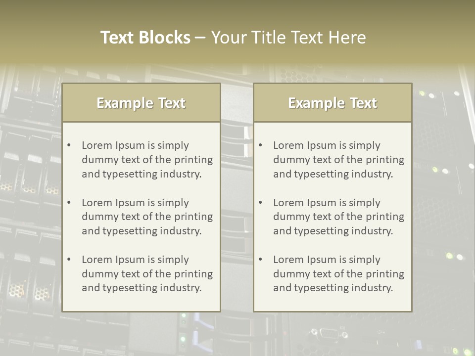A Row Of Servers With The Words Name Of Presentation On Them PowerPoint Template