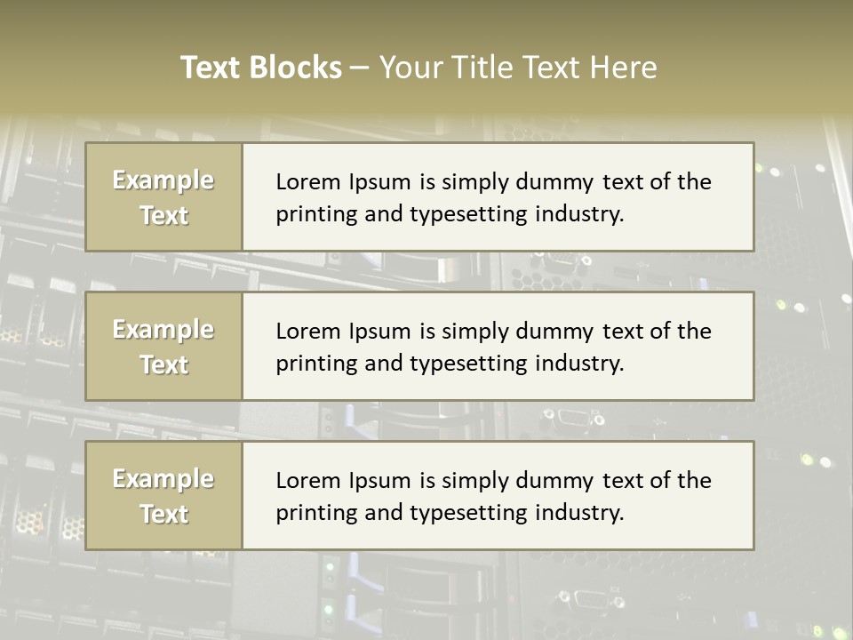 A Row Of Servers With The Words Name Of Presentation On Them PowerPoint Template
